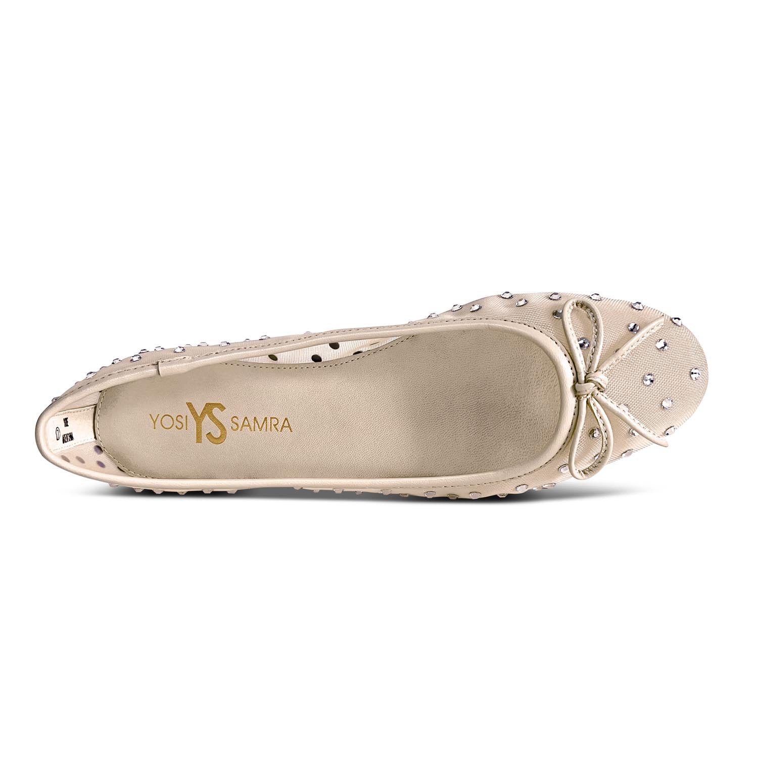 Sadie Ballet Flat In Beige Crystal Mesh