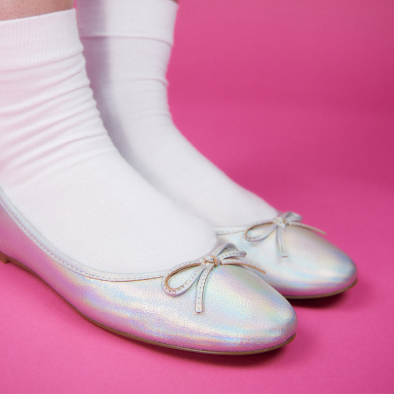 Sadie Ballet Flat In Iridescent Leather