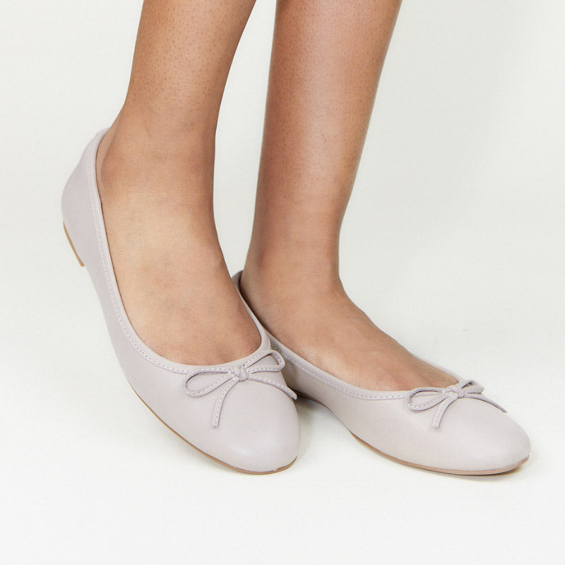 Sadie Ballet Flat In Taupe Nappa Leather