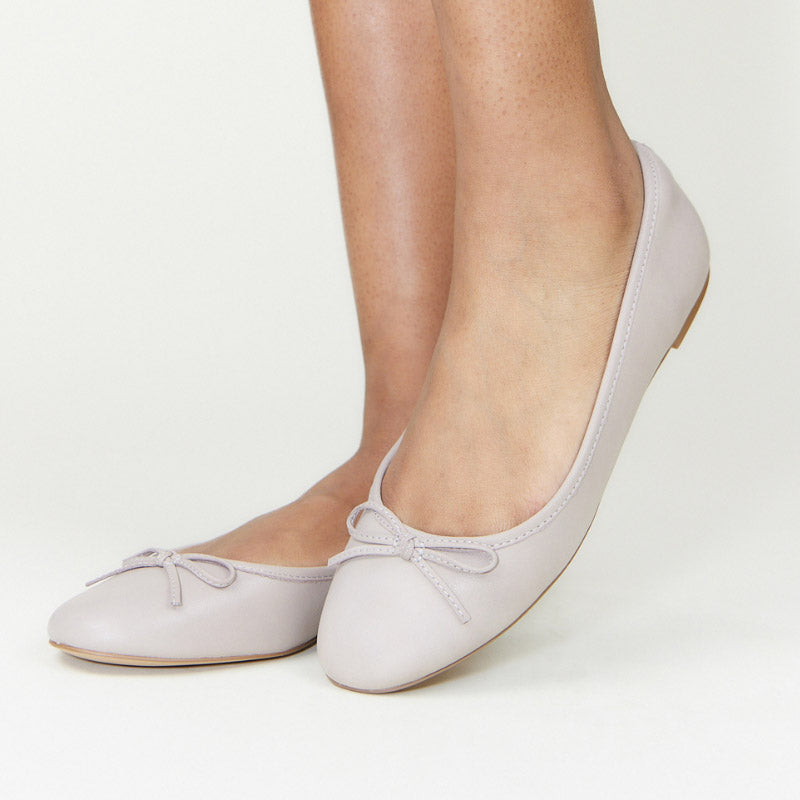 Sadie Ballet Flat In Taupe Nappa Leather