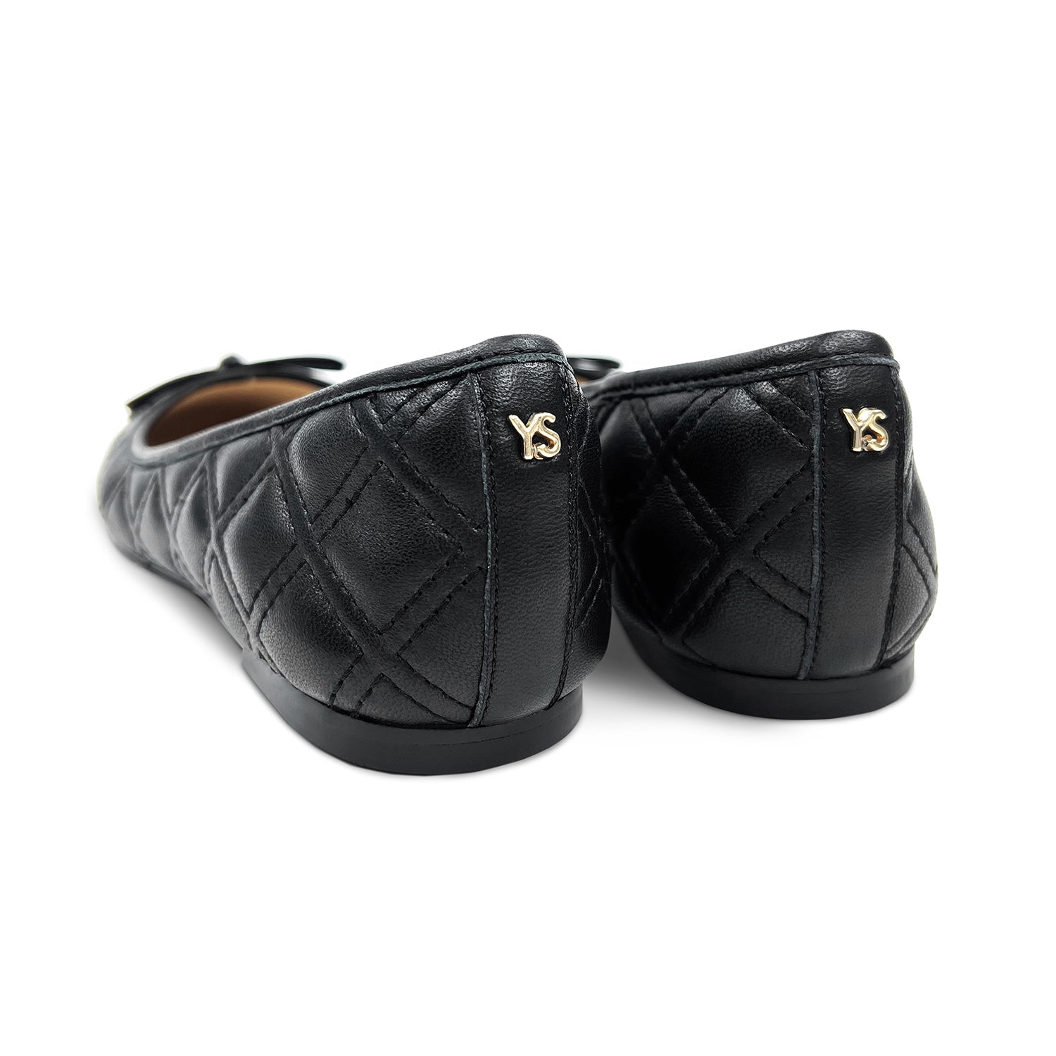 Sadie Quilted Ballet Flat In Black Leather