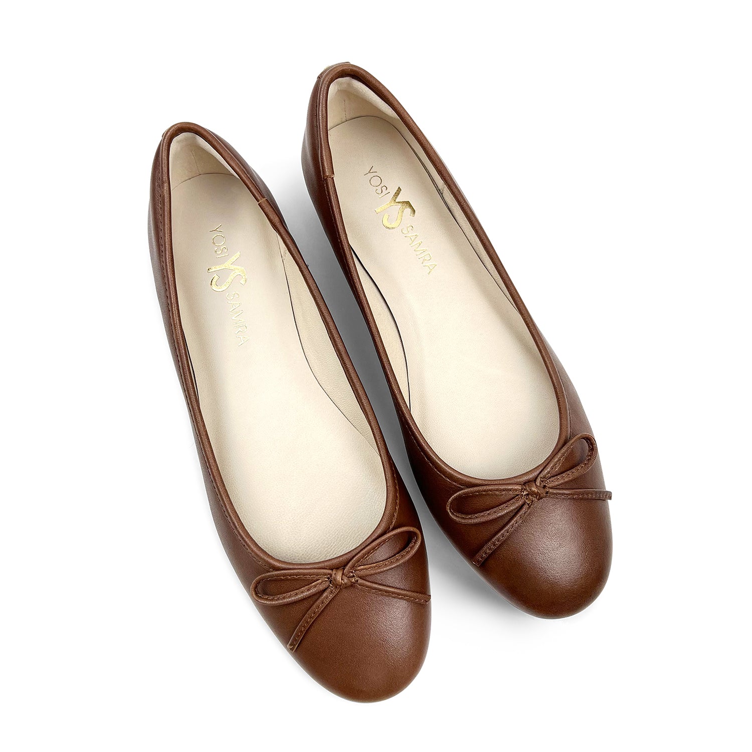 Sadie Ballet Flat In Brown Nappa Leather