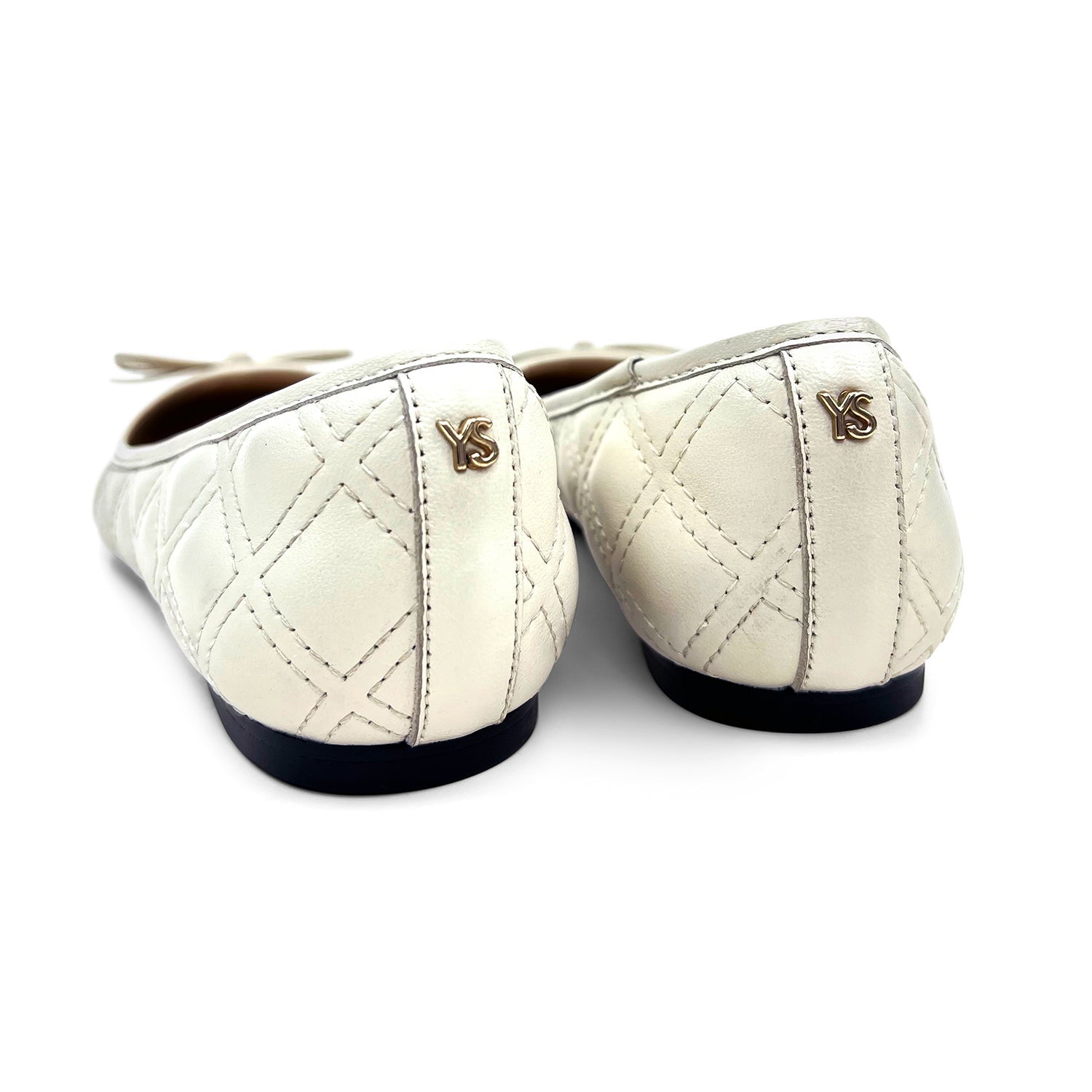 Sadie Quilted Ballet Flat In Bone Leather