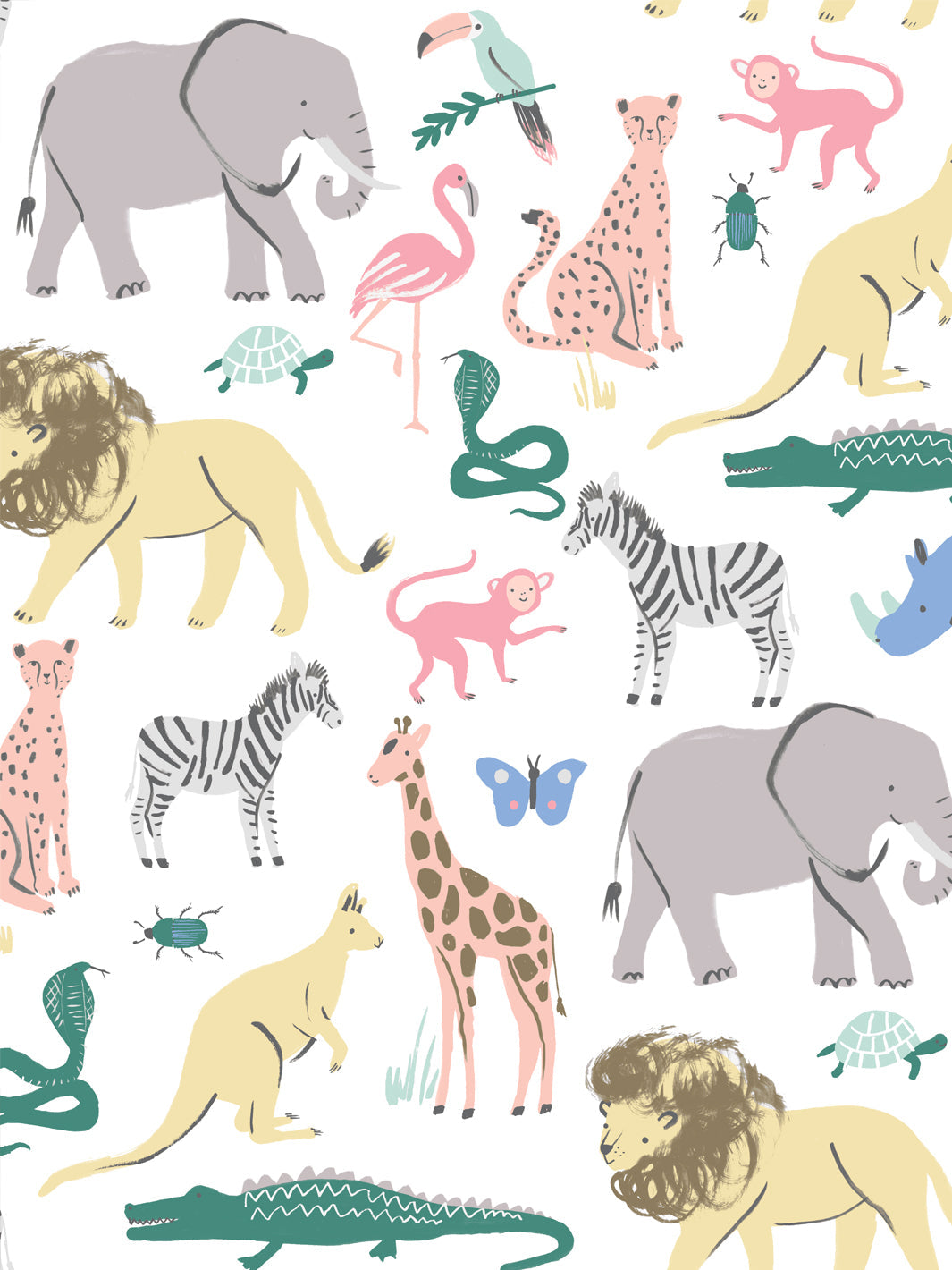 'safari Animals' Gift Wrap By Meri Meri - Multi