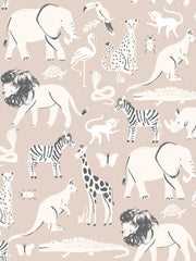 'safari Animals' Wallpaper By Meri Meri - Beige