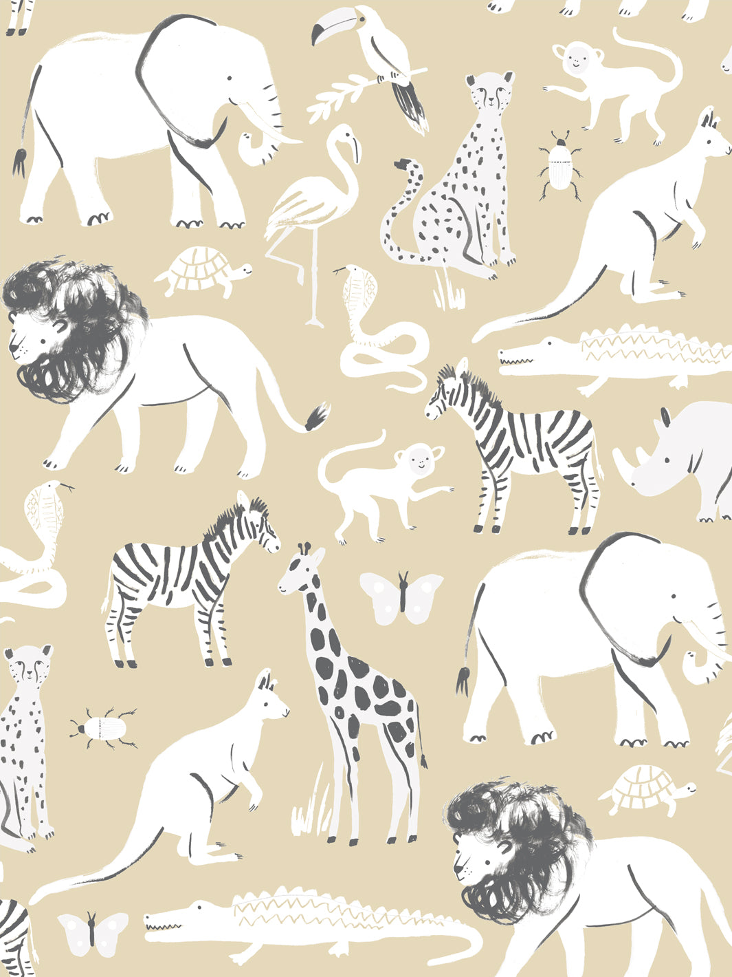 'safari Animals' Wallpaper By Meri Meri - Sand