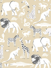 'safari Animals' Wallpaper By Meri Meri - Sand