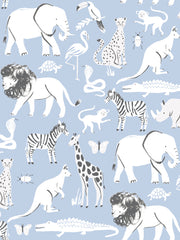'safari Animals' Wallpaper By Meri Meri - Slate Blue