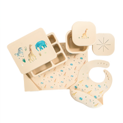 Silicone Mealtime Bundle Safari Warm Cream