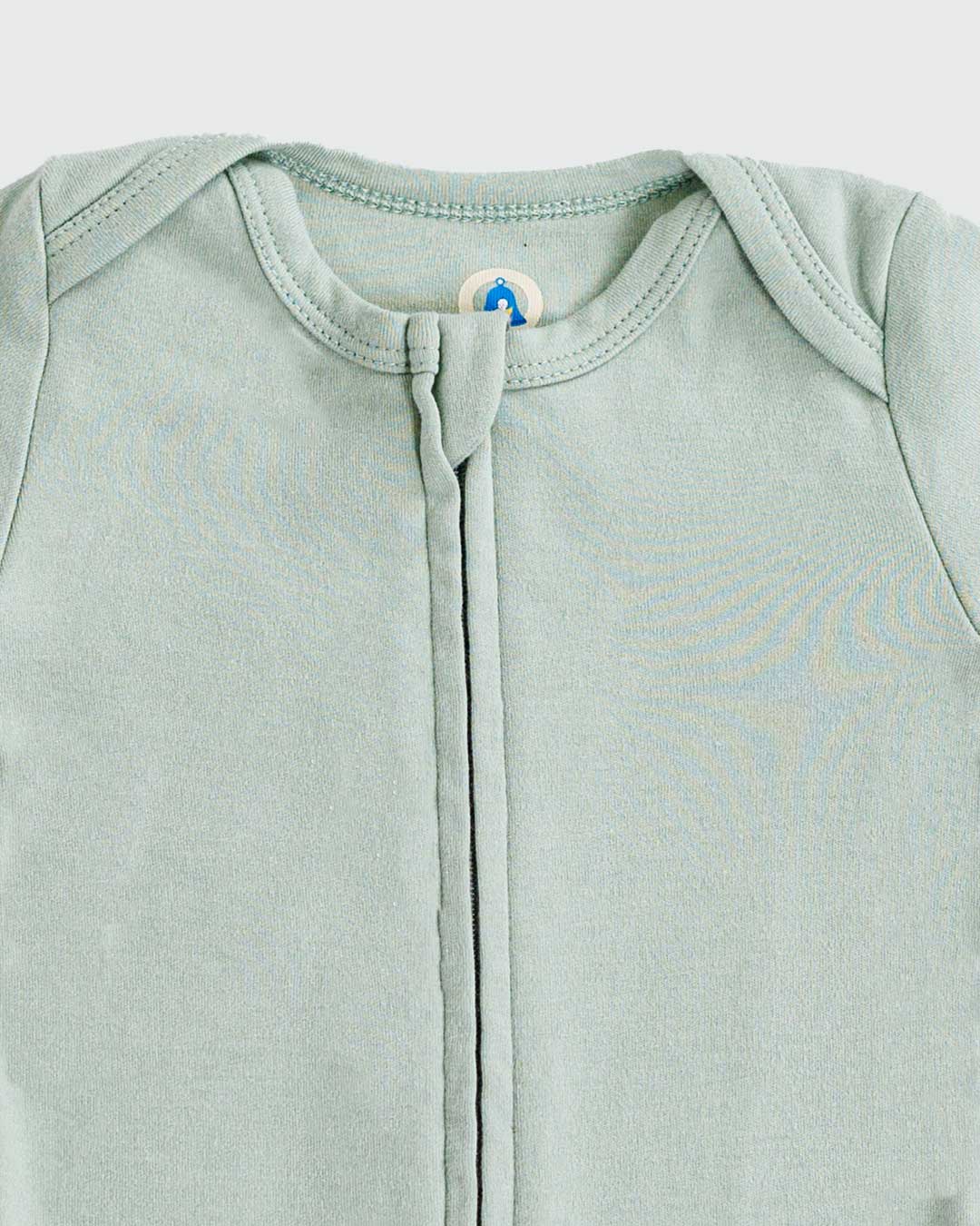 Long Sleeve Zipper Bodysuit In Sage, 3-6m