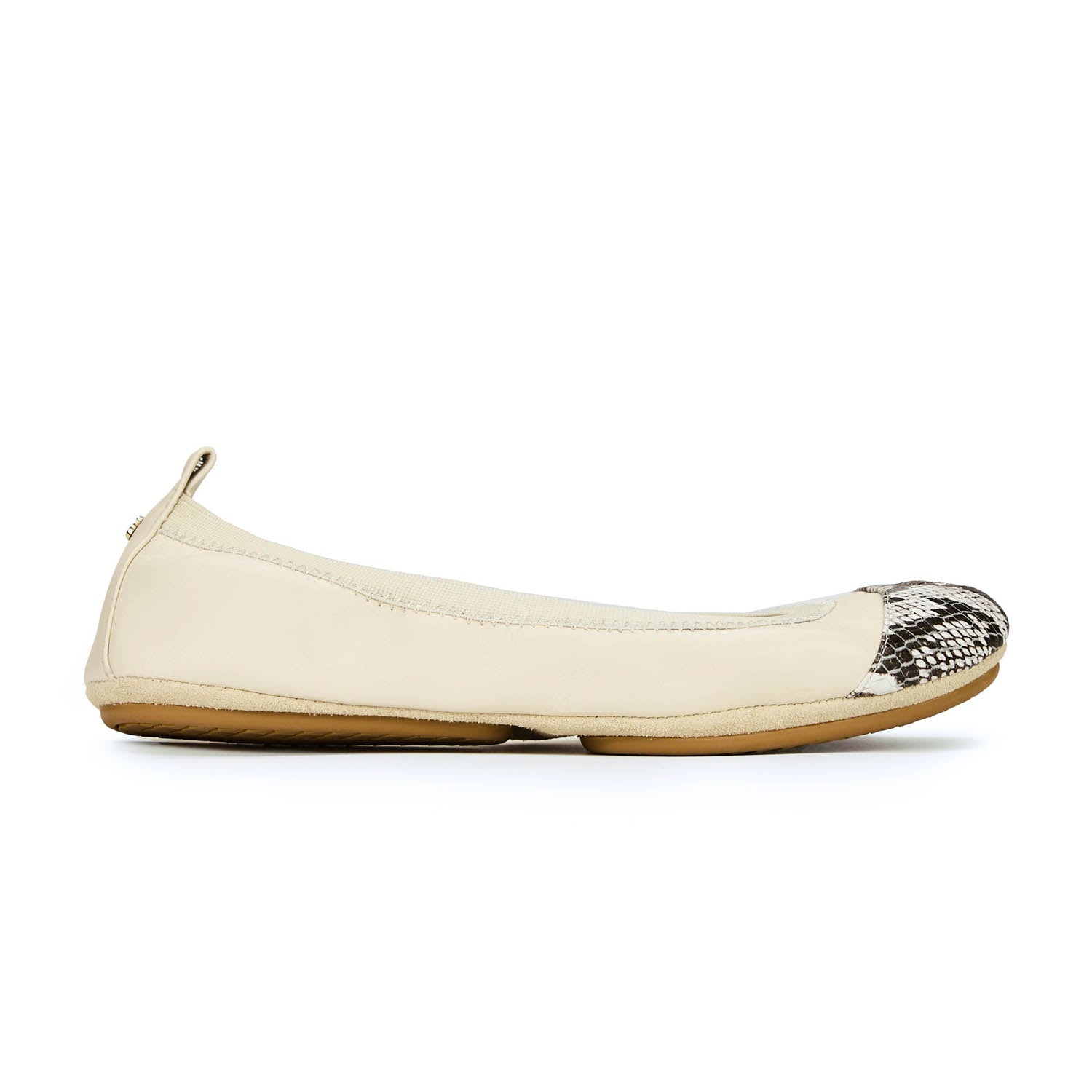 Samantha Foldable Ballet Flat In Bone & Snake