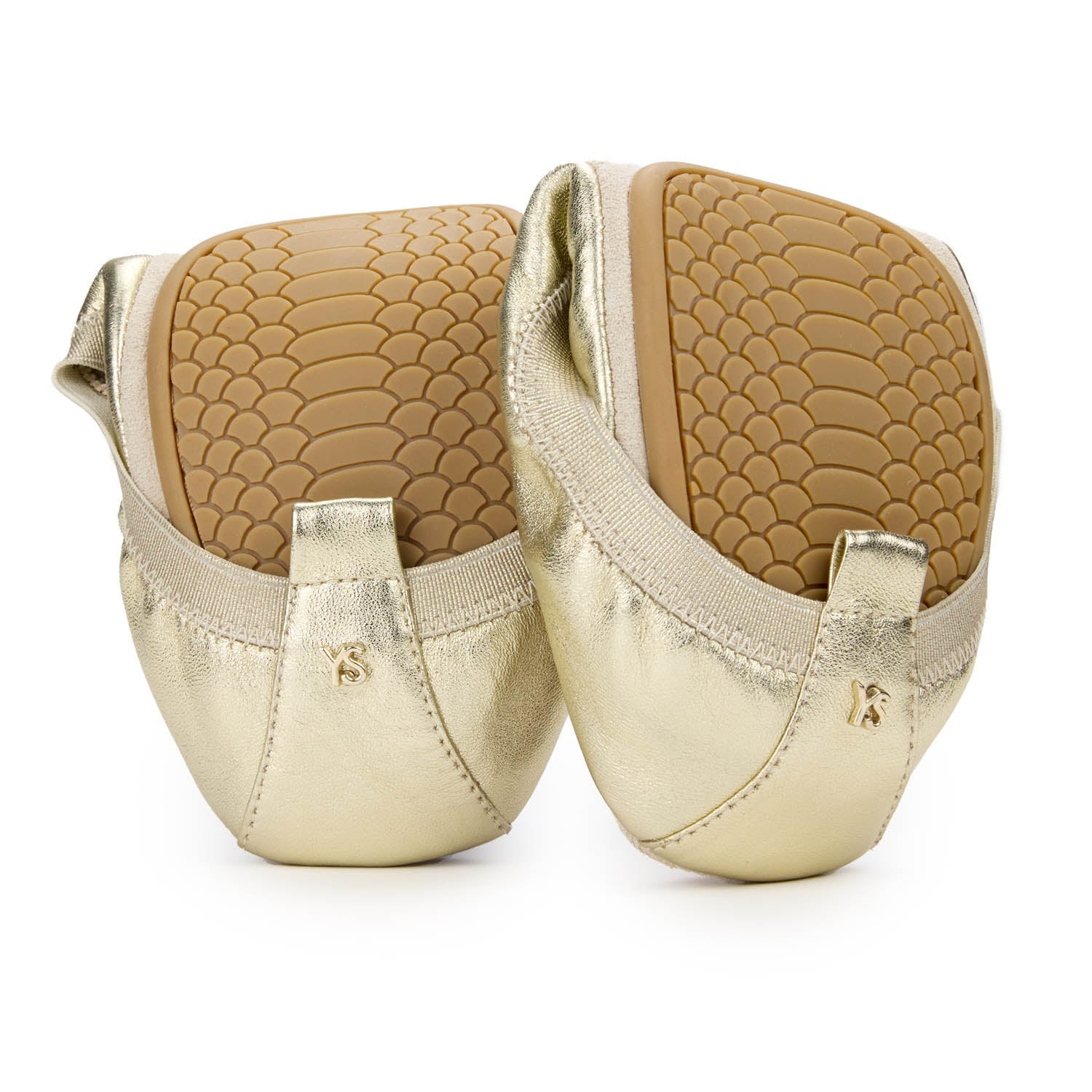 Samantha Foldable Ballet Flat In Gold & Silver