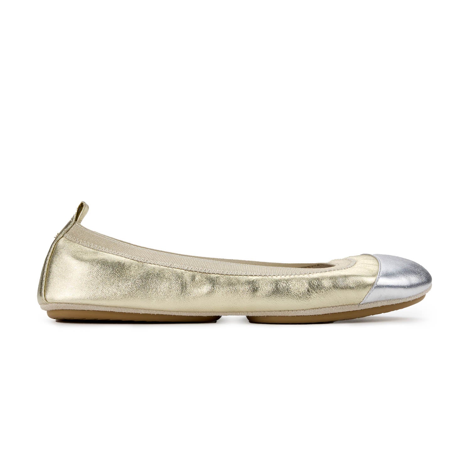 Samantha Foldable Ballet Flat In Gold & Silver