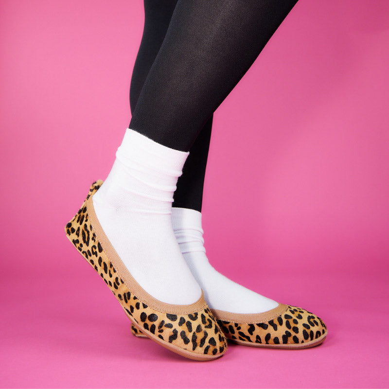 Samara Foldable Ballet Flat In Classic Leopard Calf Hair