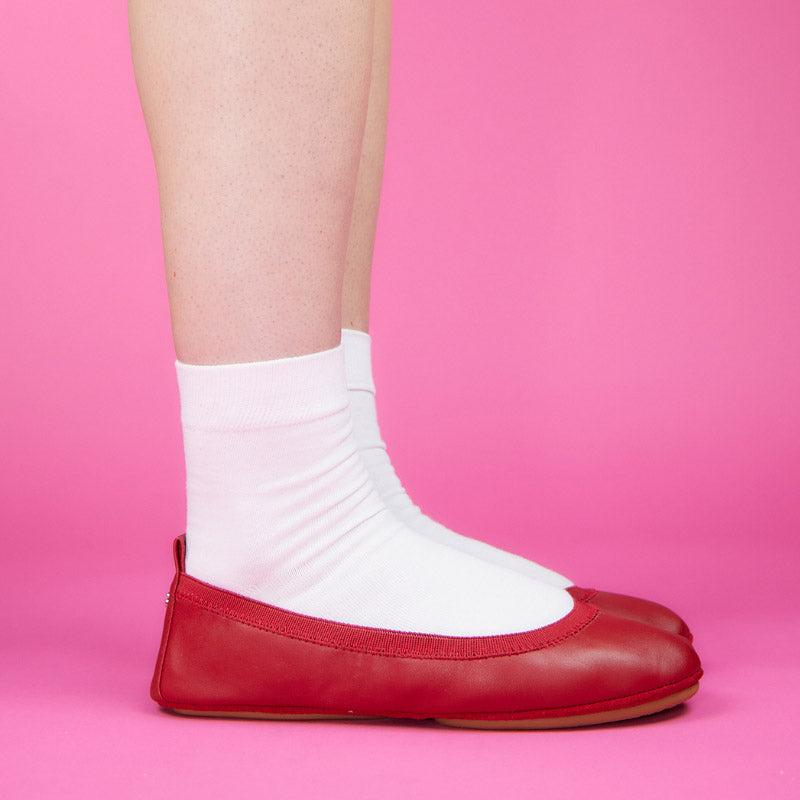 Samara Foldable Ballet Flat In Ruby Red Leather