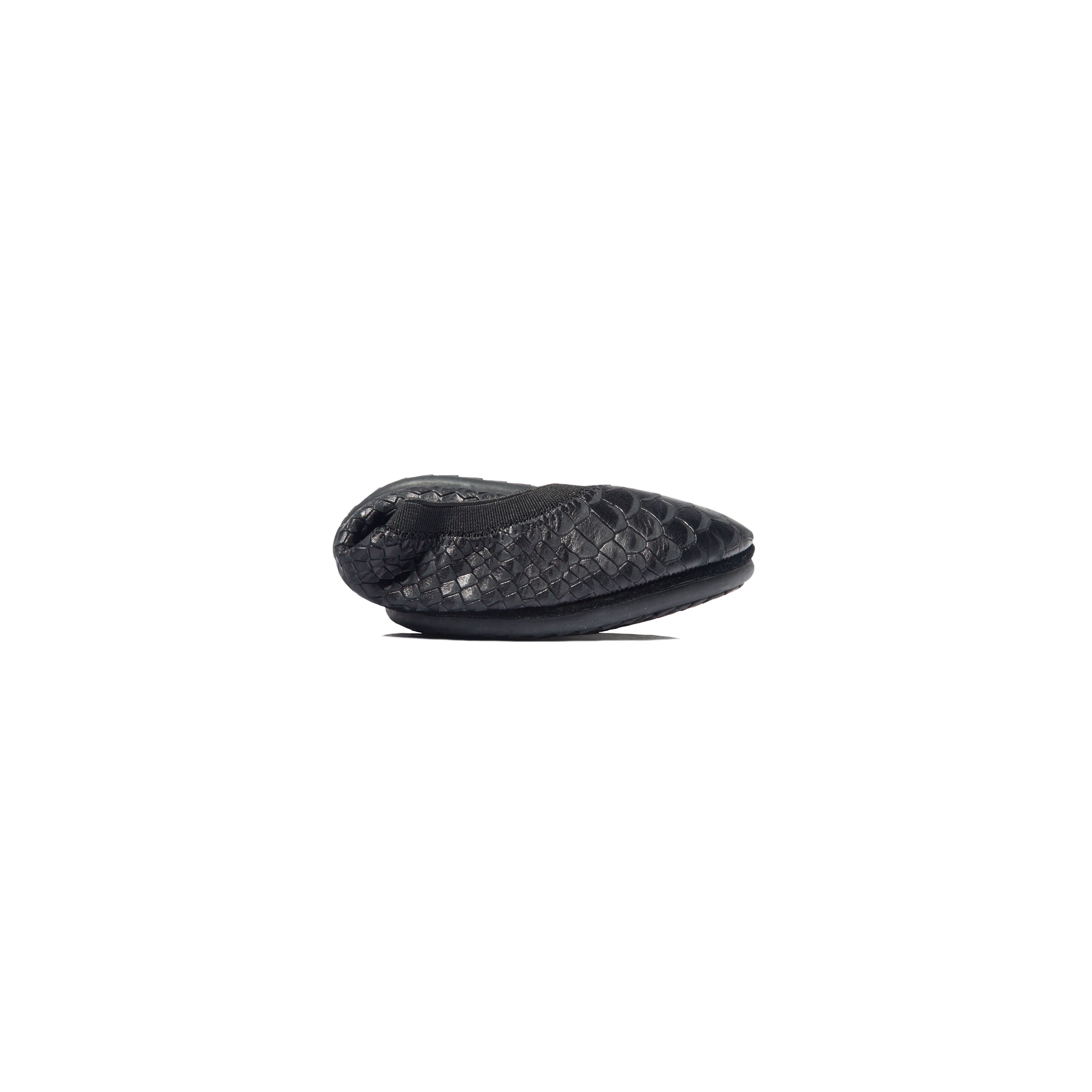 Samara Foldable Ballet Flat In Black Python Embossed Leather