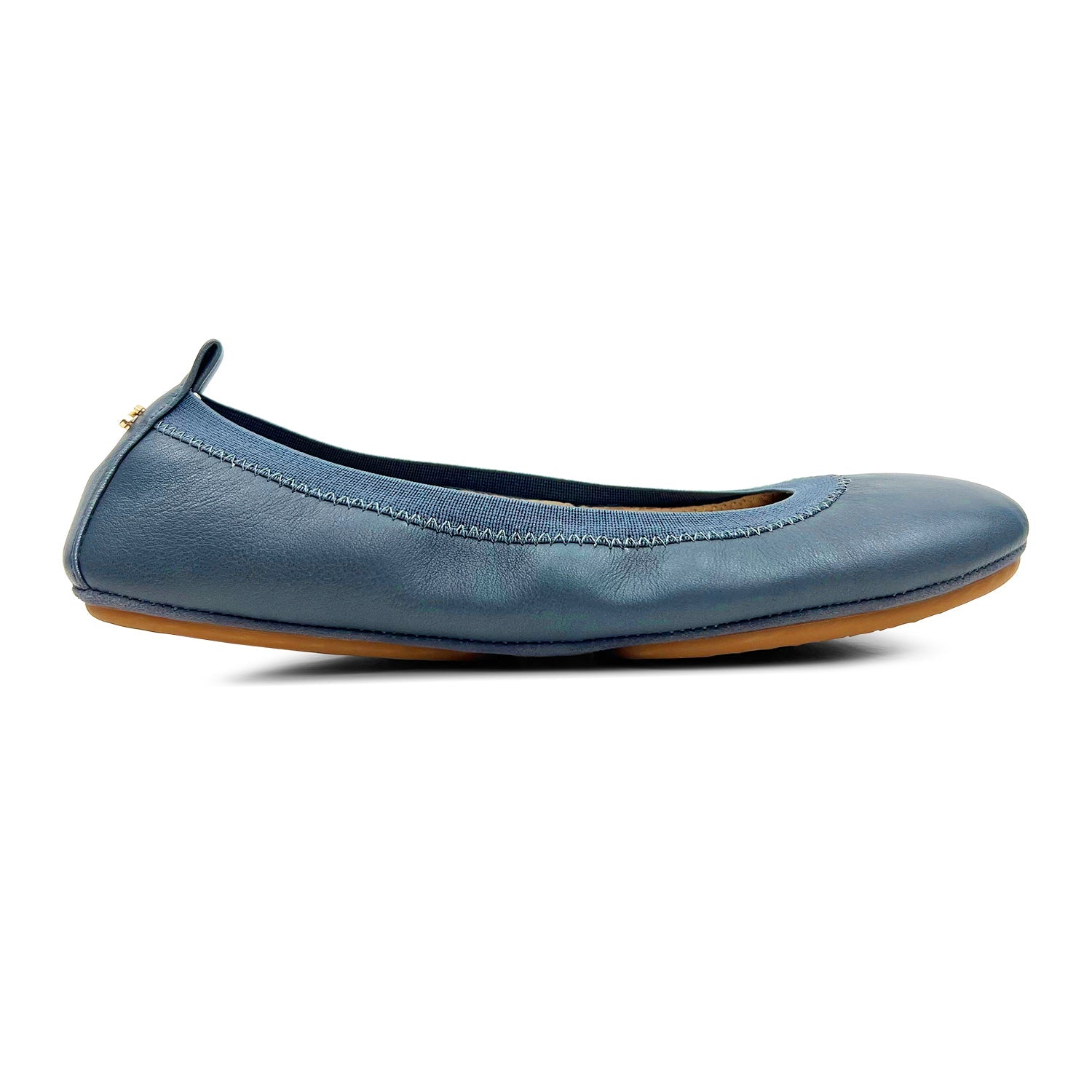 Samara Foldable Ballet Flat In Dark Grey Leather