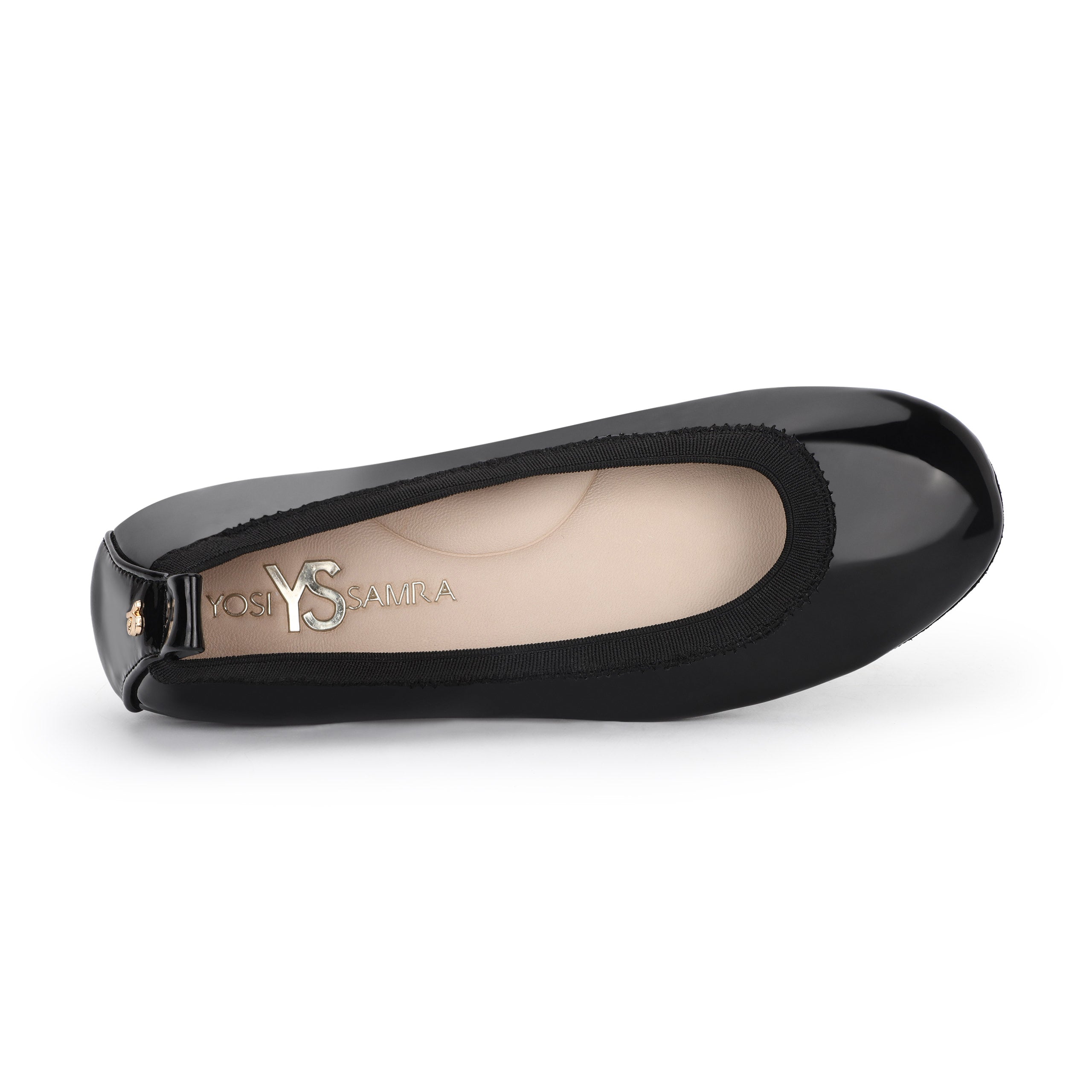 Samara Foldable Ballet Flat In Black Patent Leather