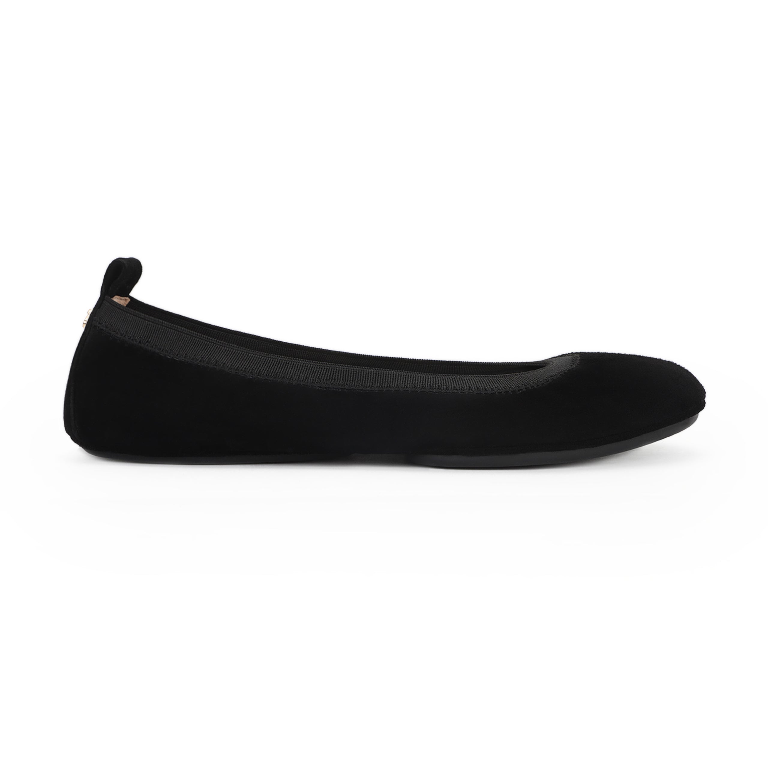 Samara Foldable Ballet Flat In Black Suede