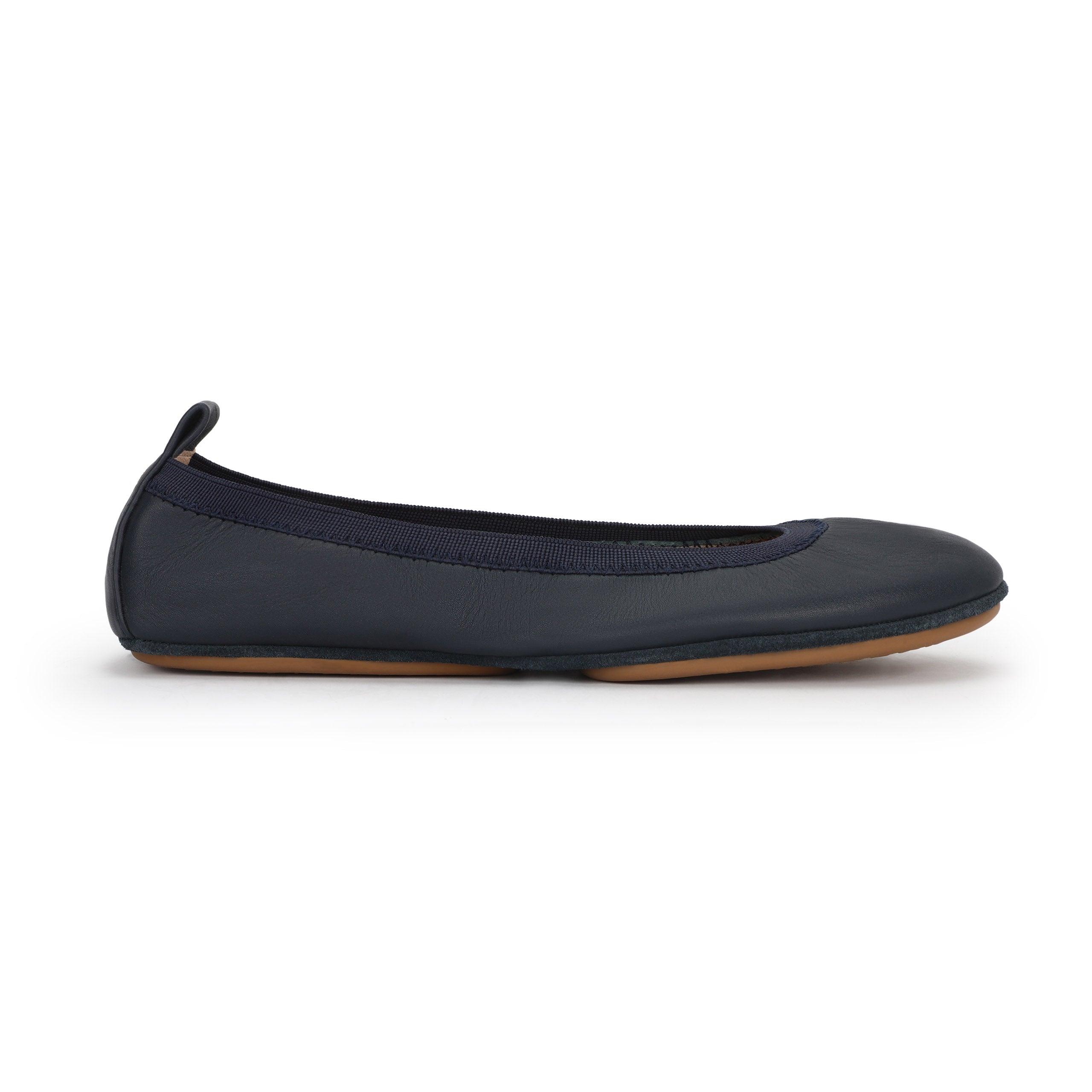 Samara Foldable Ballet Flat In Deep Navy Leather