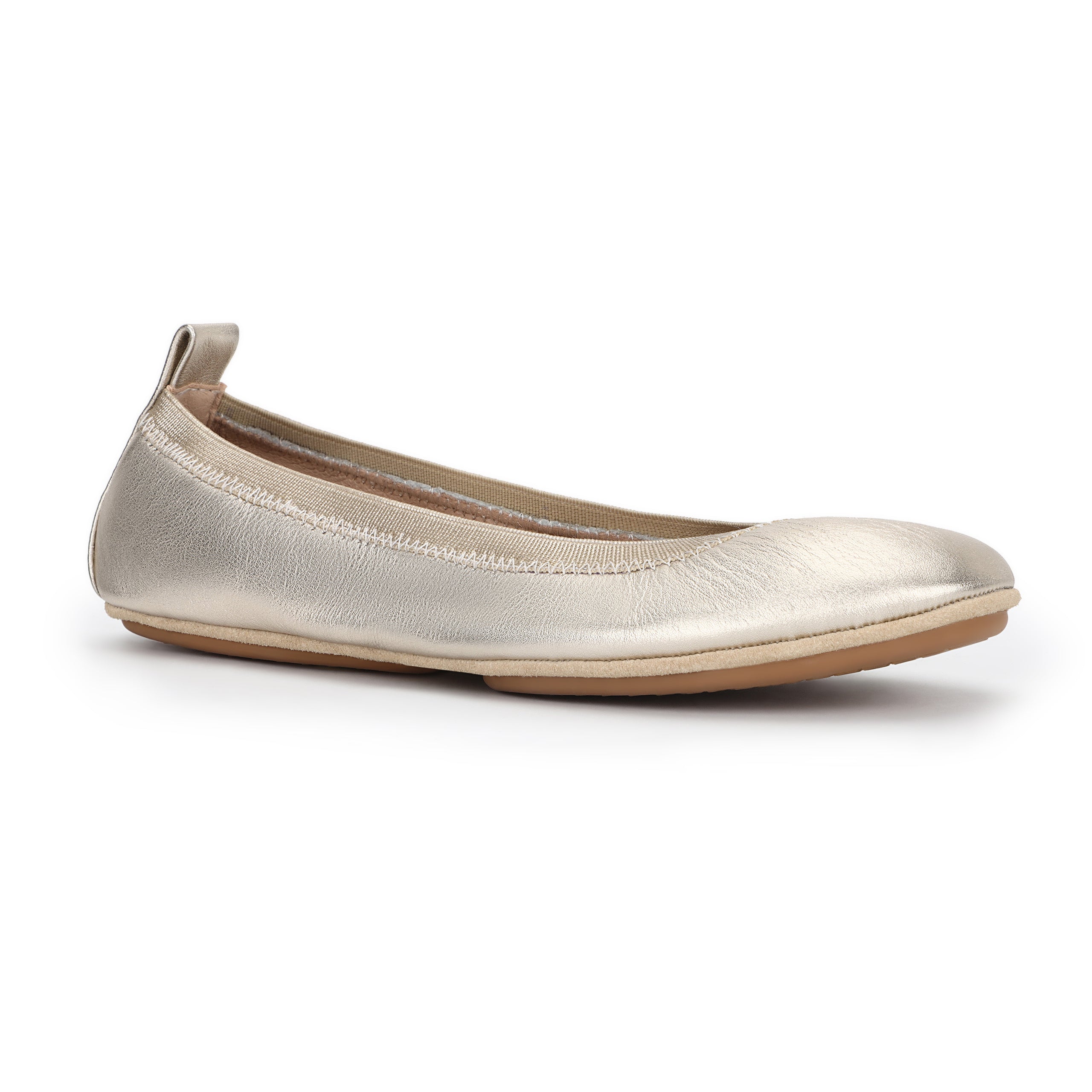 Samara Foldable Ballet Flat In Gold Metallic Leather