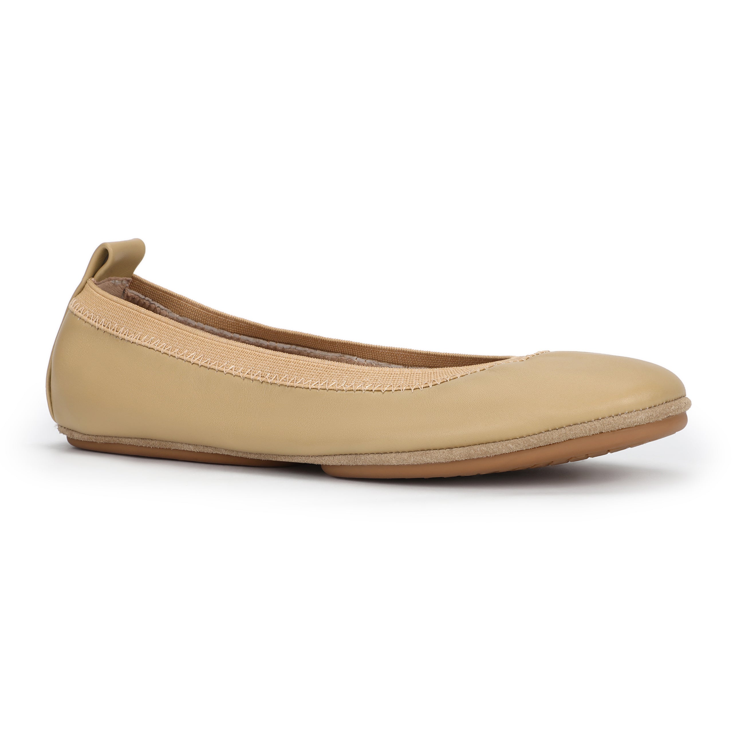 Samara Foldable Ballet Flat In Latte Leather