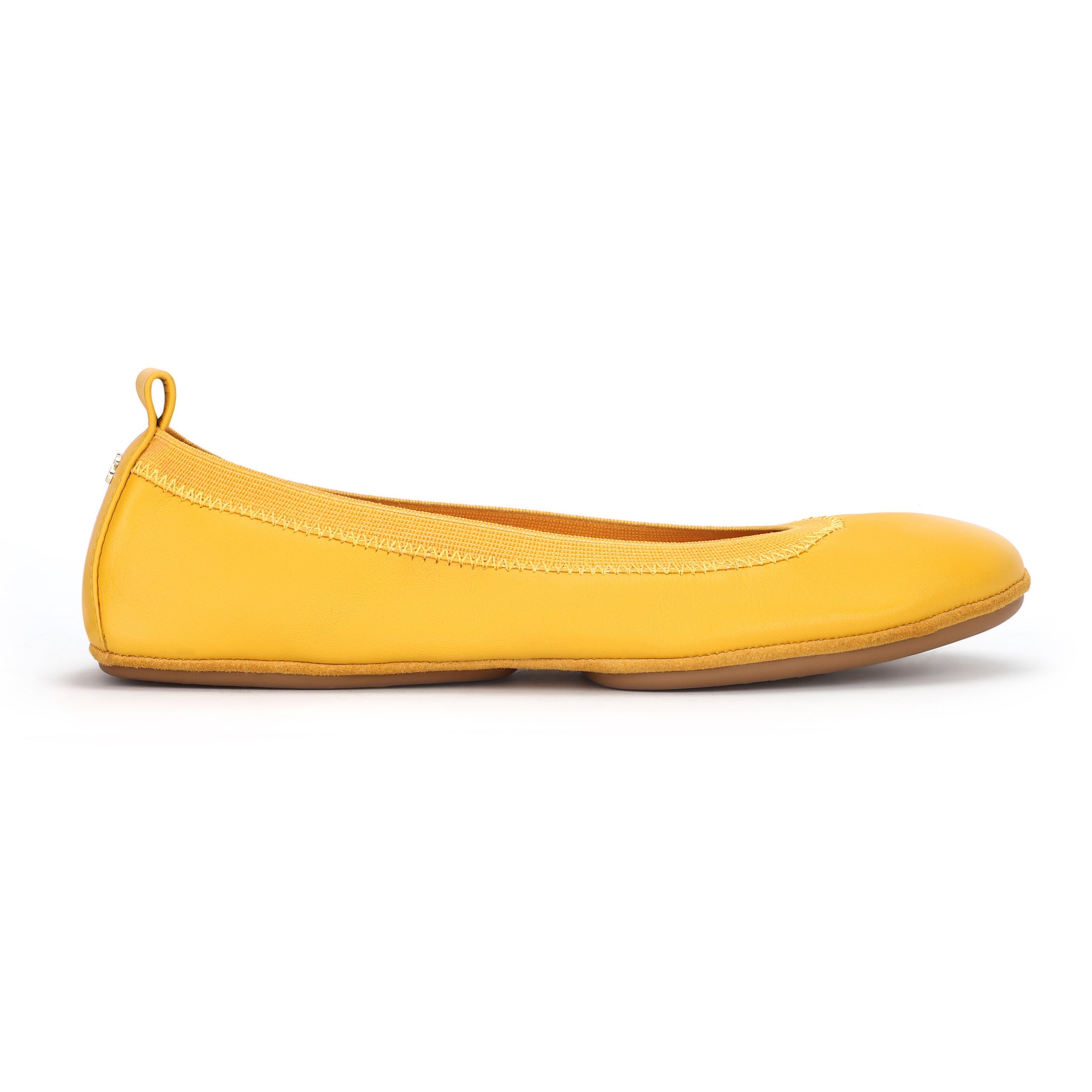 Samara Foldable Ballet Flat In Mustard Yellow Leather