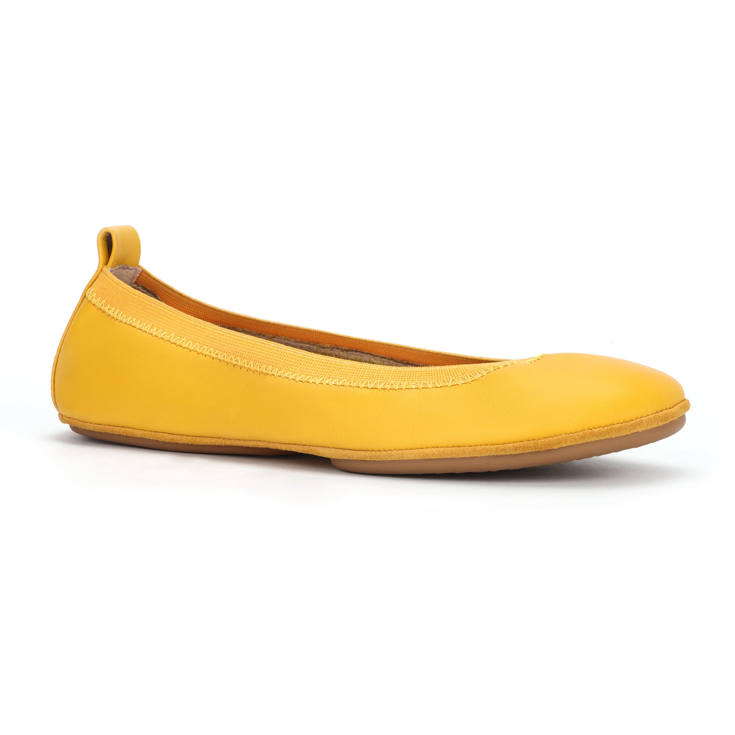 Samara Foldable Ballet Flat In Mustard Yellow Leather