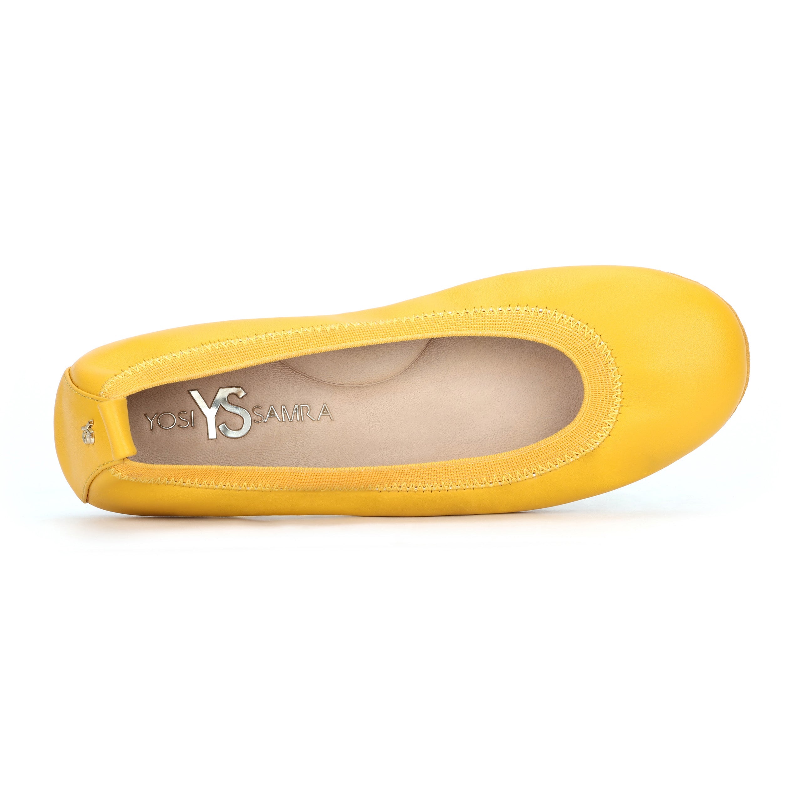 Samara Foldable Ballet Flat In Mustard Yellow Leather