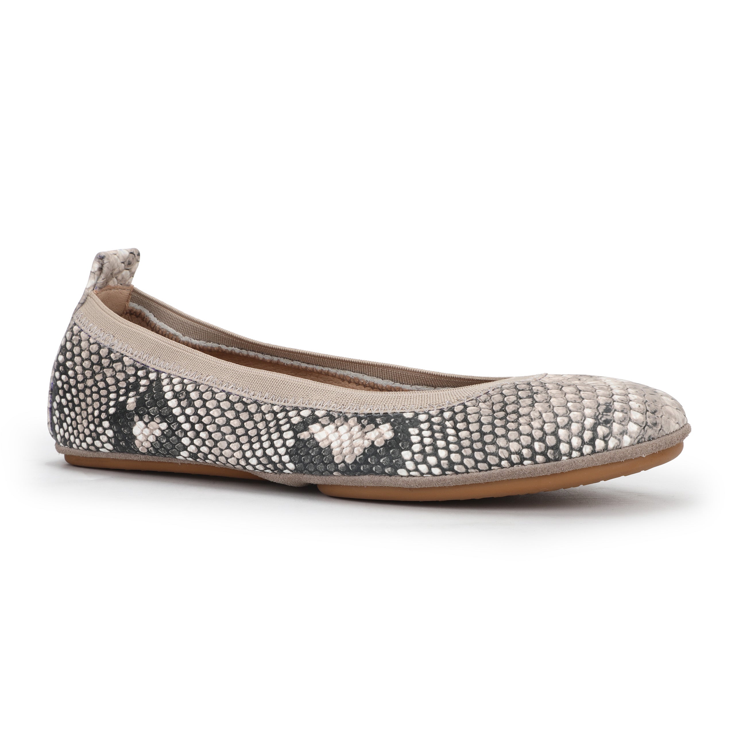 Samara Foldable Ballet Flat In Natural Python Print Leather