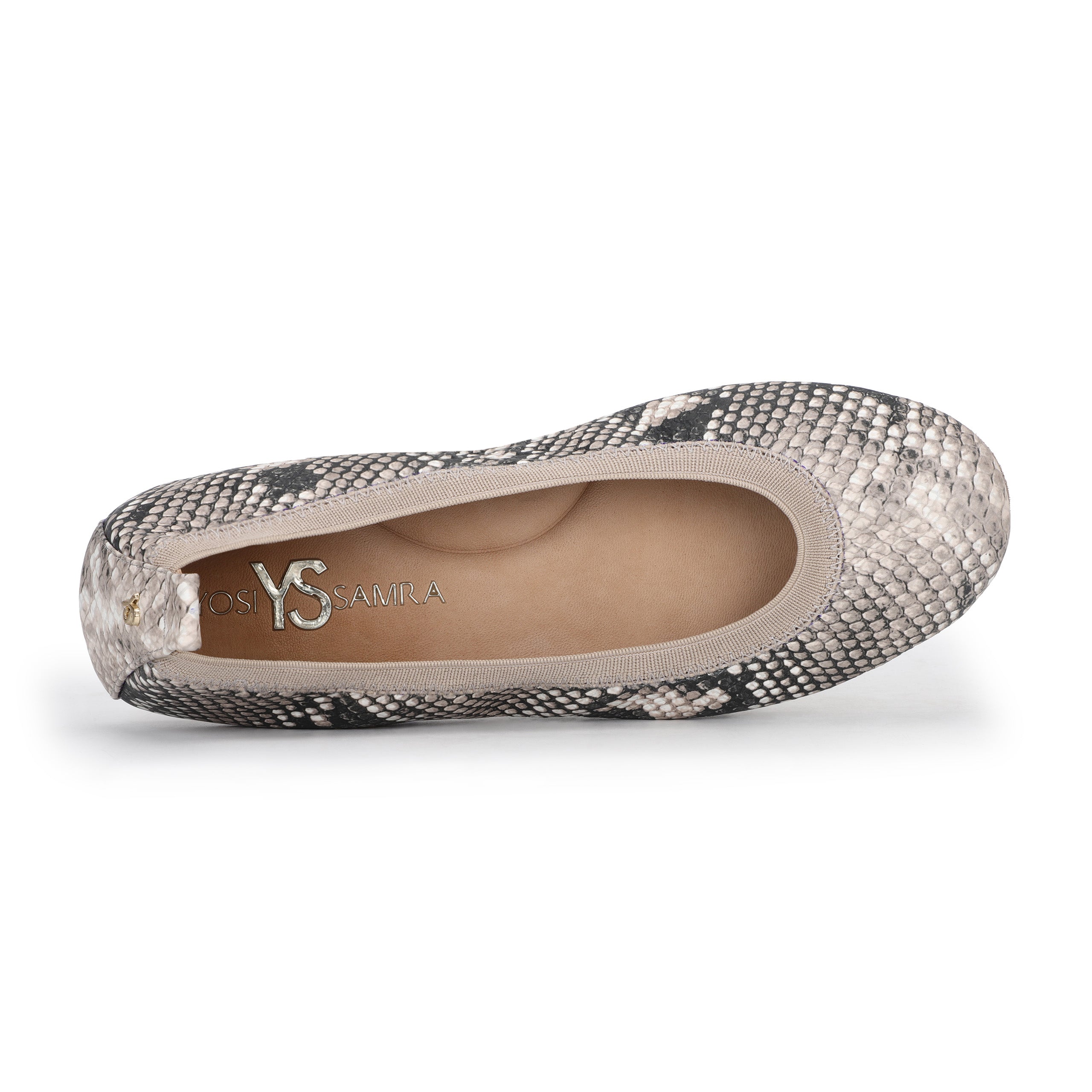 Samara Foldable Ballet Flat In Natural Python Print Leather