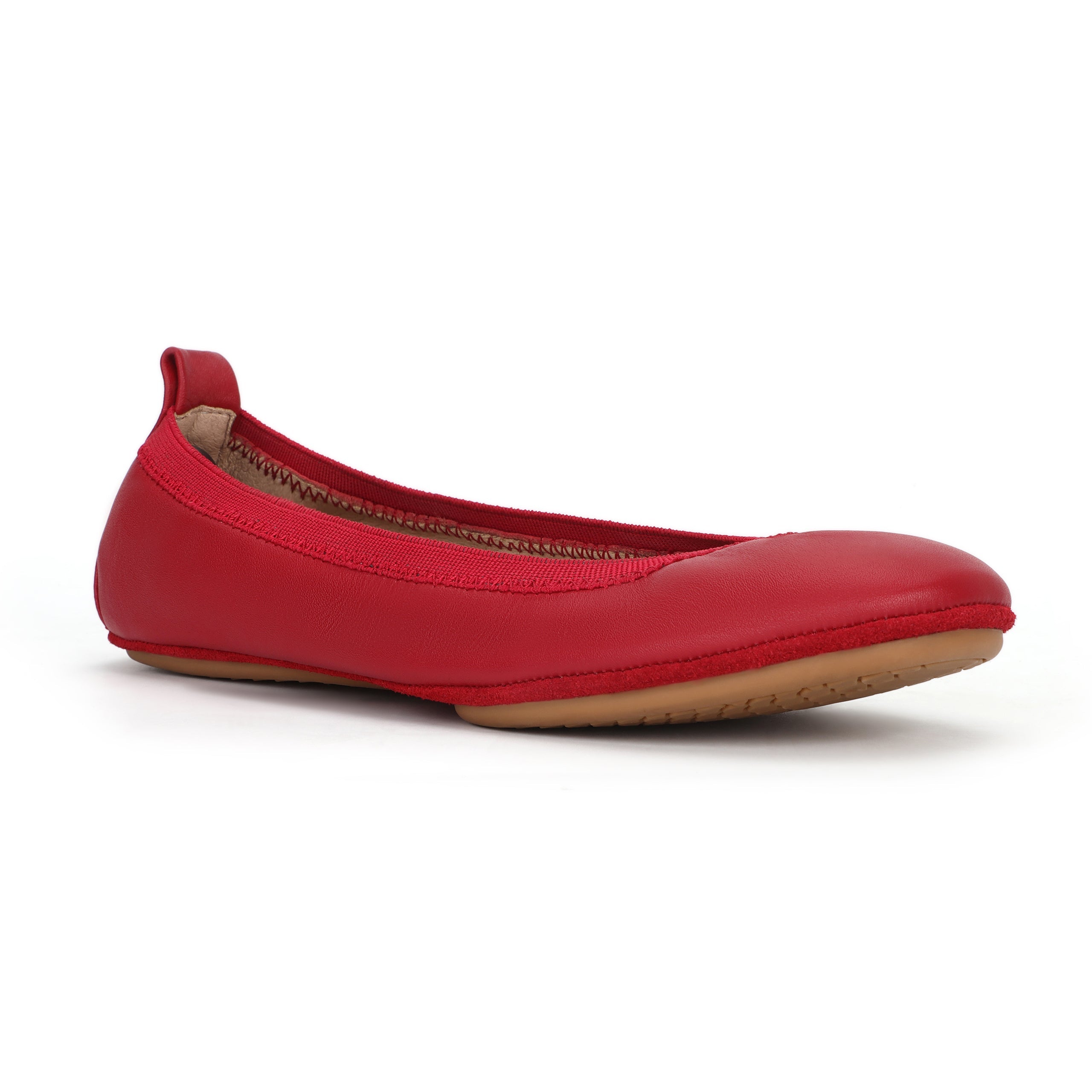 Samara Foldable Ballet Flat In Ruby Red Leather