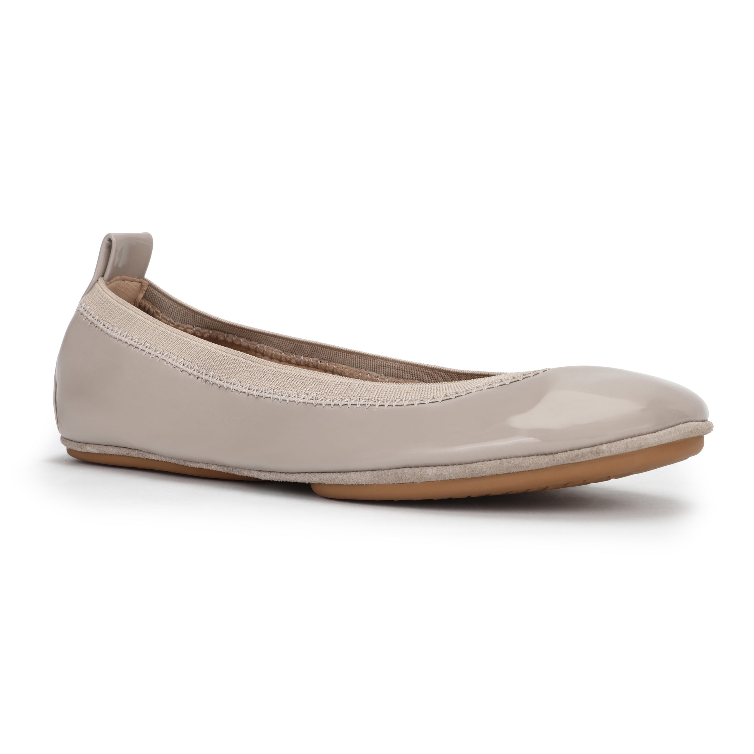 Samara Foldable Ballet Flat In Simply Taupe Patent Leather