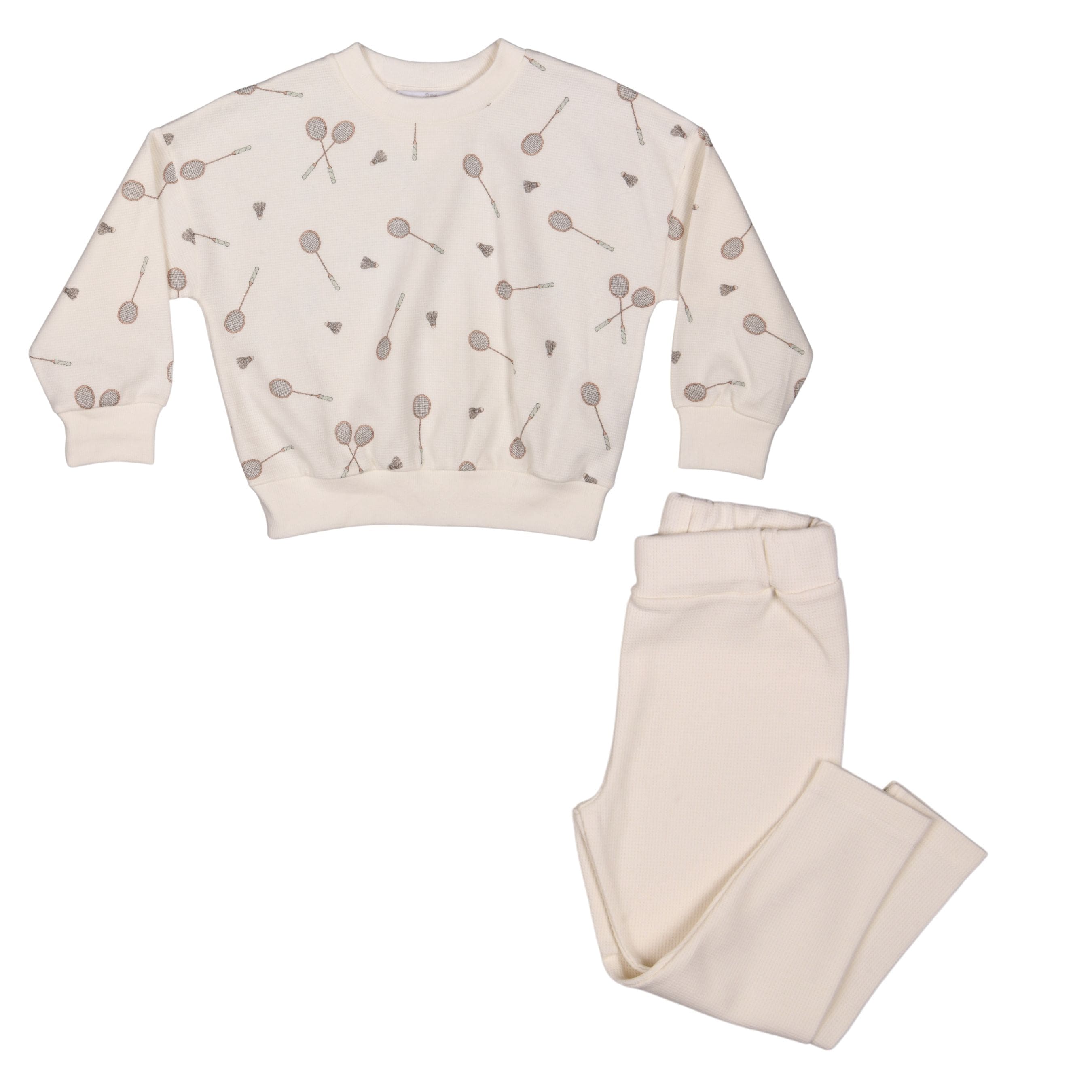 Sami | Boys  Badminton Print Waffle Cotton Leggings Set