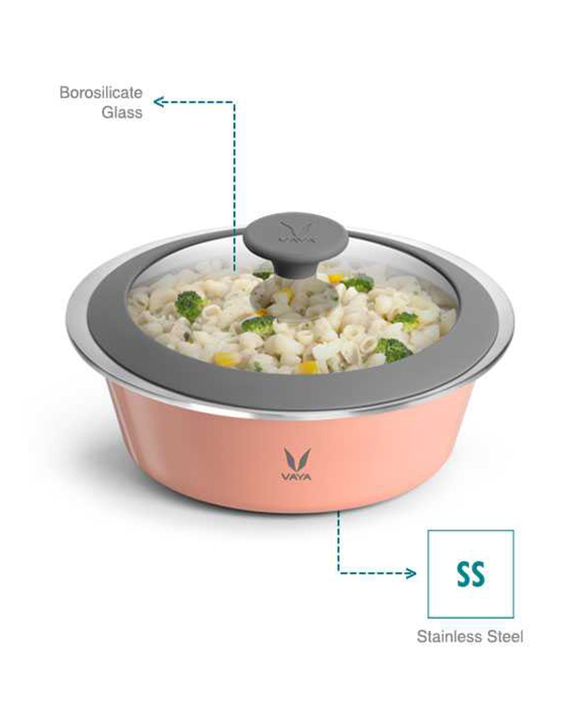Vaya Hautecase - 50.7 Fl.oz - Sandy Coral - With Glass Lid