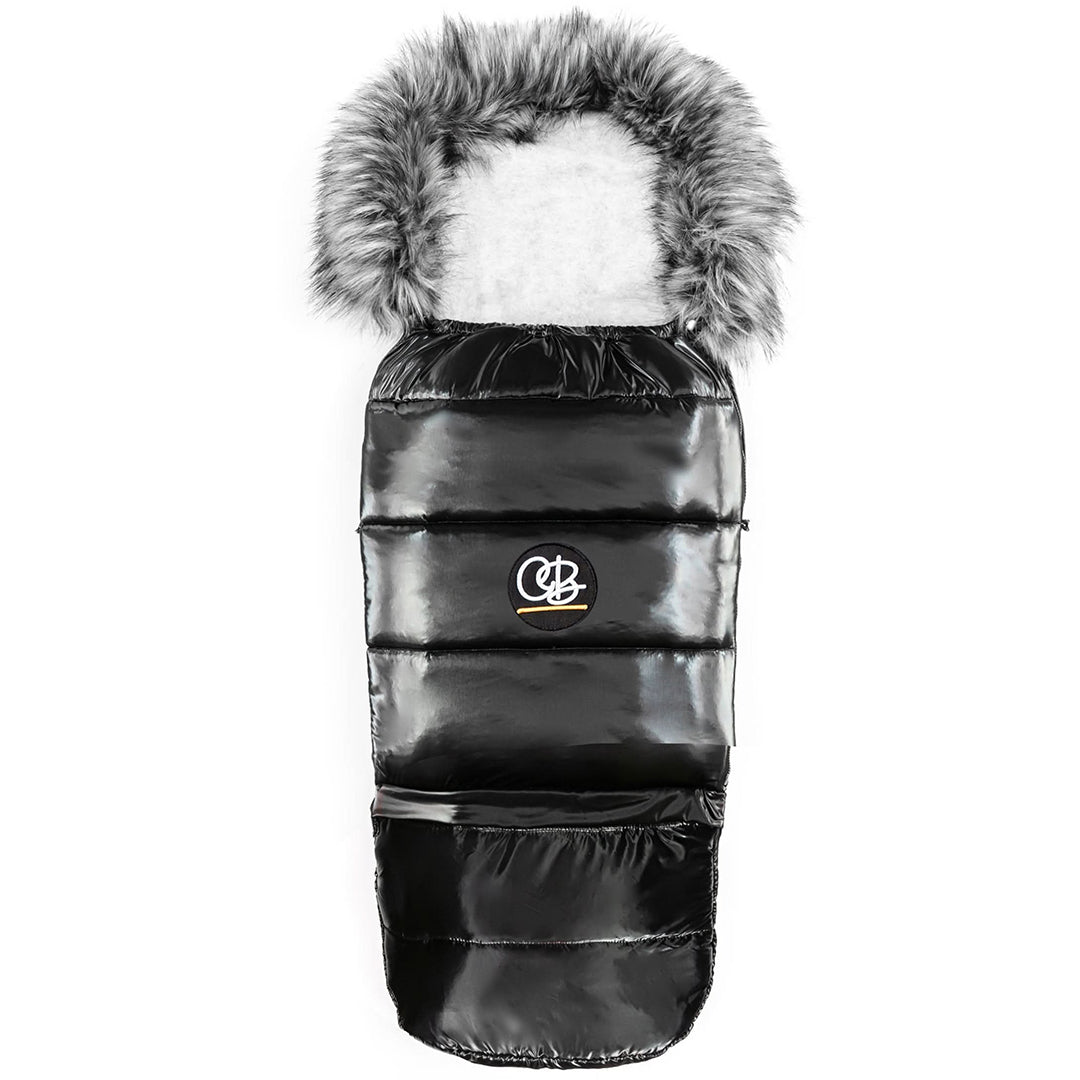 Satin Black Organic Premium Gray Wool Adjustable Footmuff