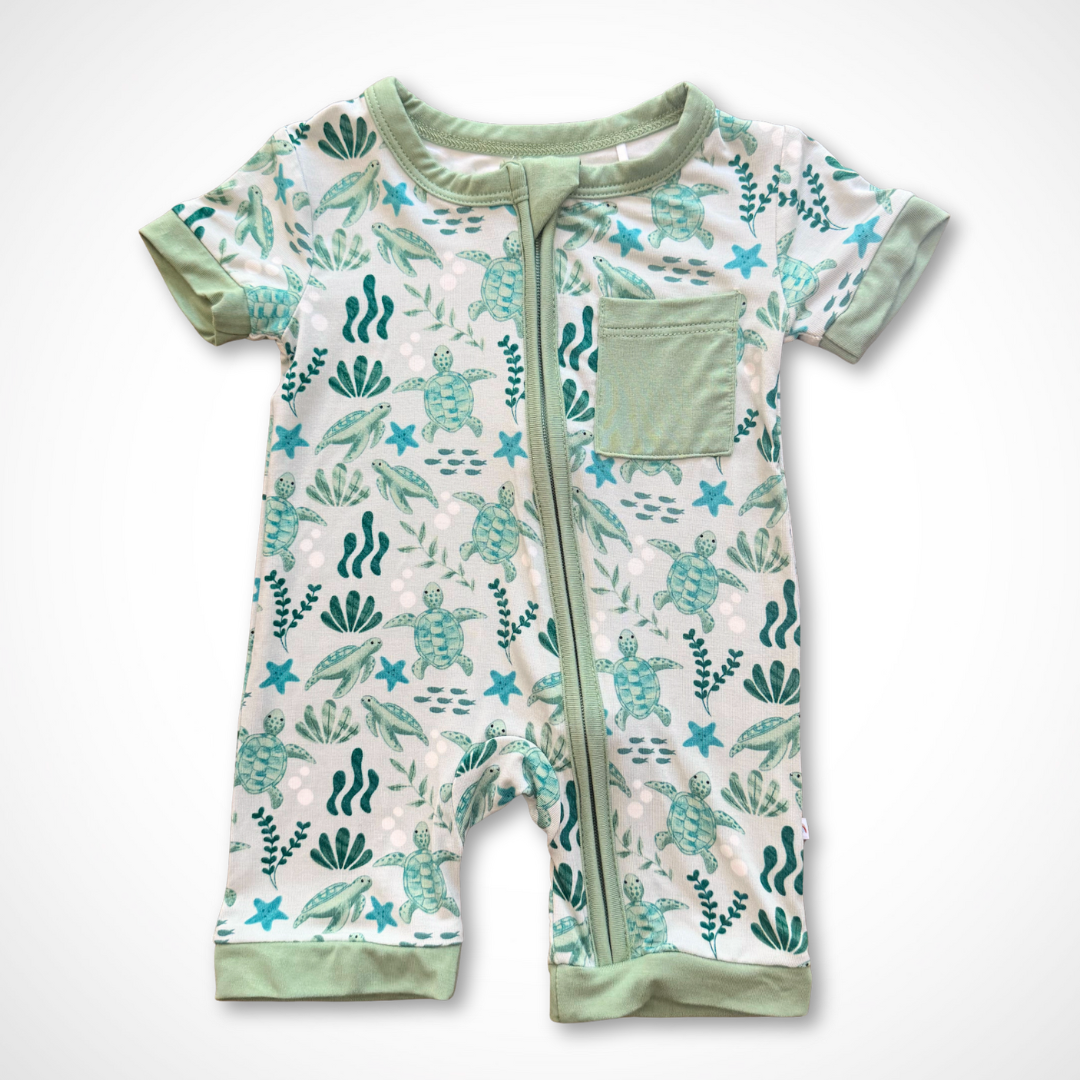 Save The Turtles Shorty Romper | Bamboo