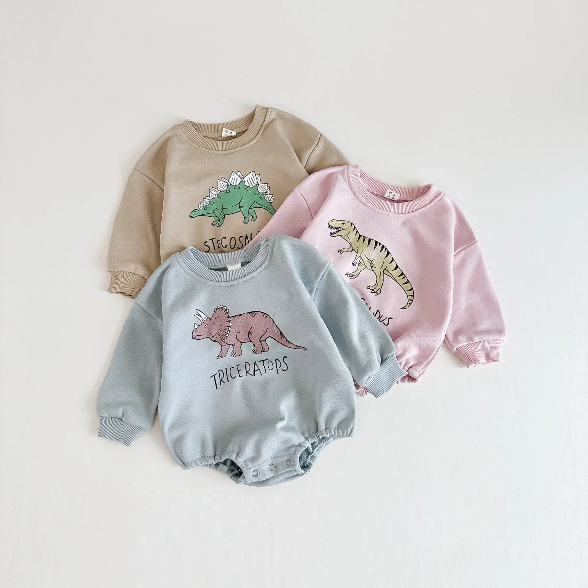 Sweatshirt With Romper Closure And Dinosaurs Multivariant