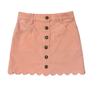 Girls Scallop Hem Corduroy Skirt In Rose Cloud