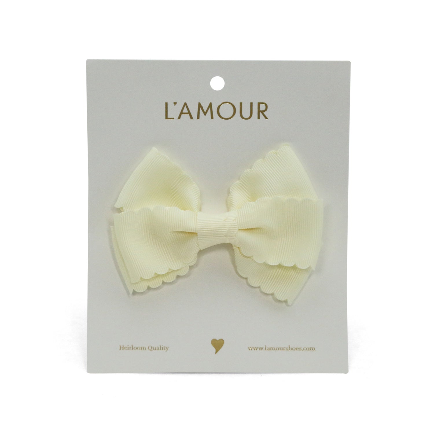 Grosgrain Scalloped Bow Hair Clip (buttercream)