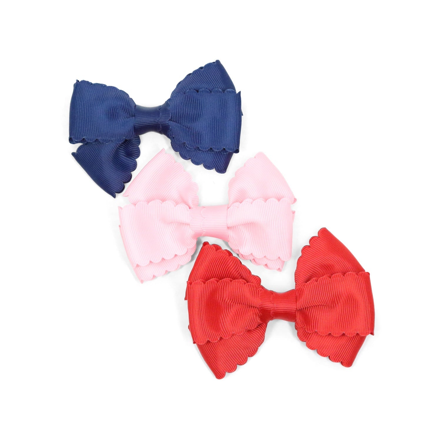 Grosgrain Scalloped Bow Hair Clip (red)