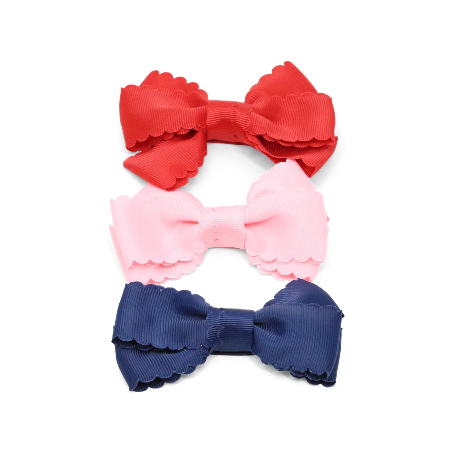 Grosgrain Scalloped Bow Hair Clip (red)
