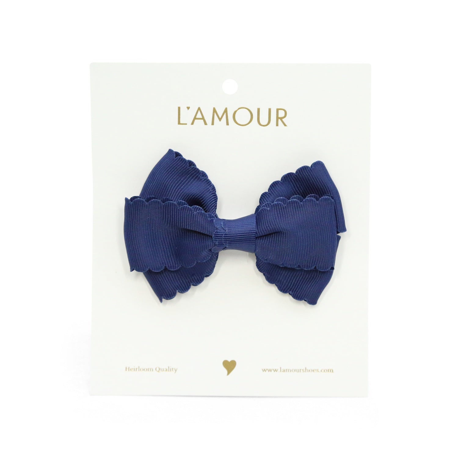 Grosgrain Scalloped Bow Hair Clip (navy)
