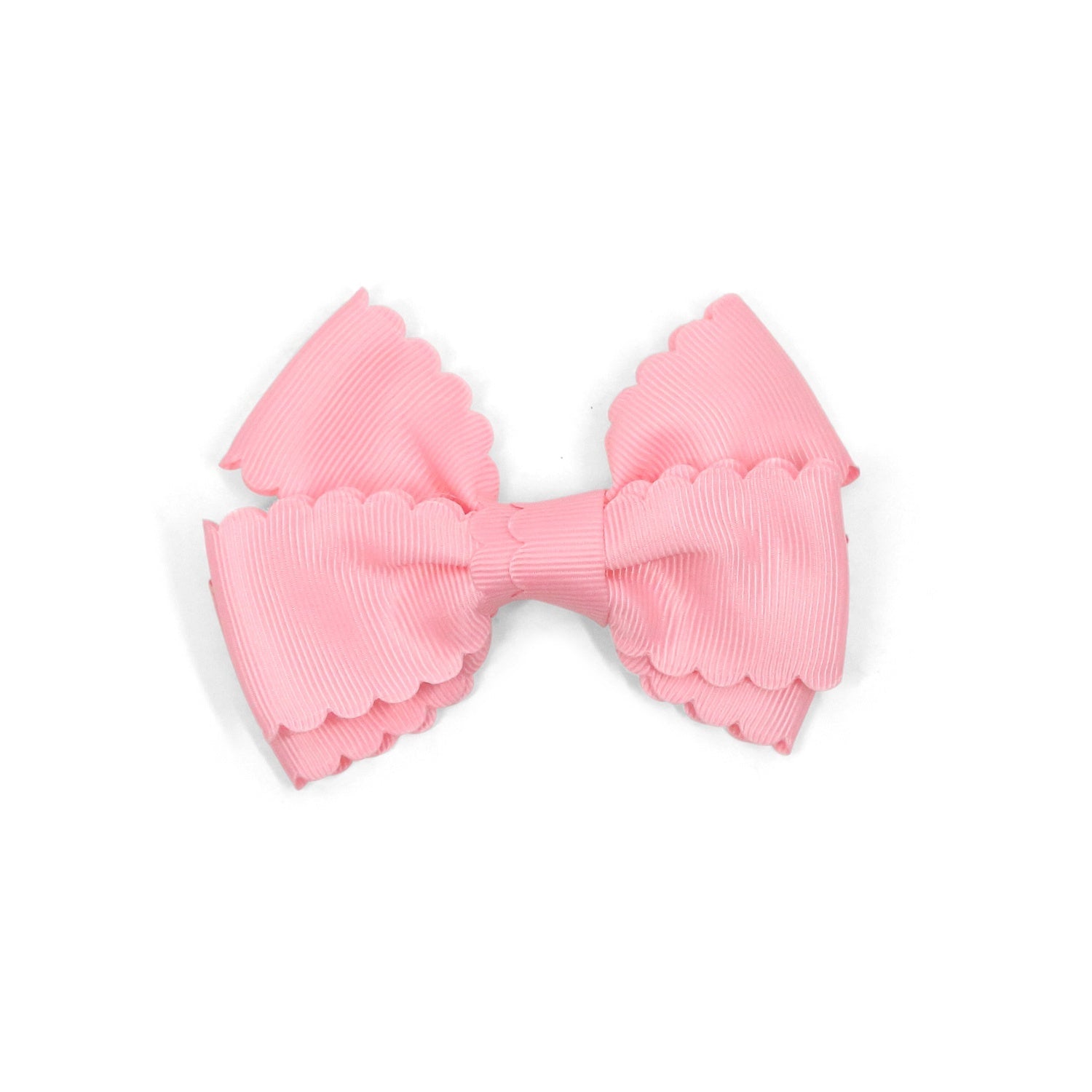 Grosgrain Scalloped Bow Hair Clip (pink)