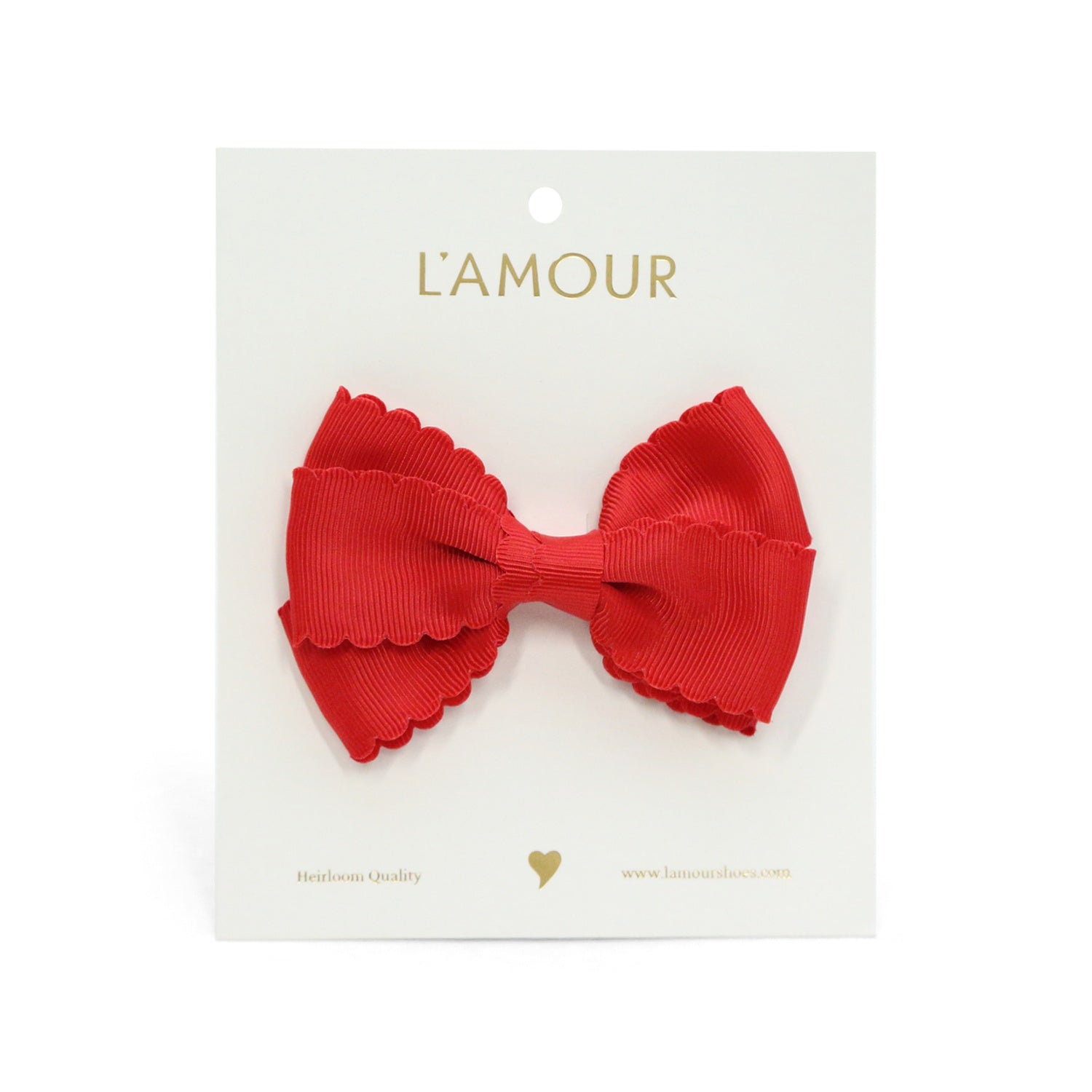 Grosgrain Scalloped Bow Hair Clip (red)