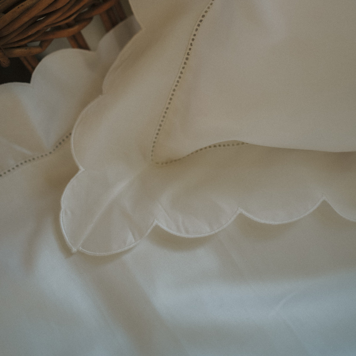 Scalloped Starlight Toddler Pillow - White