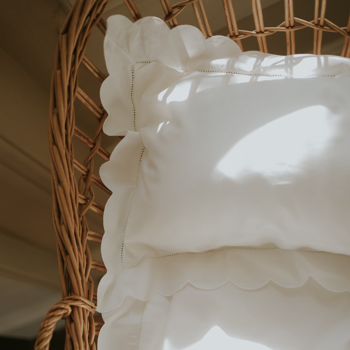 Scalloped Starlight Toddler Pillow - White