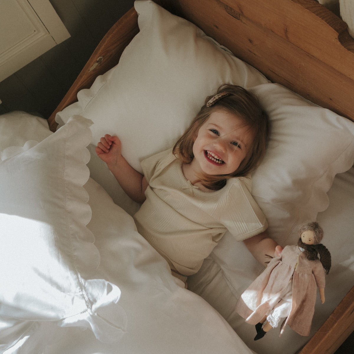 Scalloped Starlight Twin Set - White