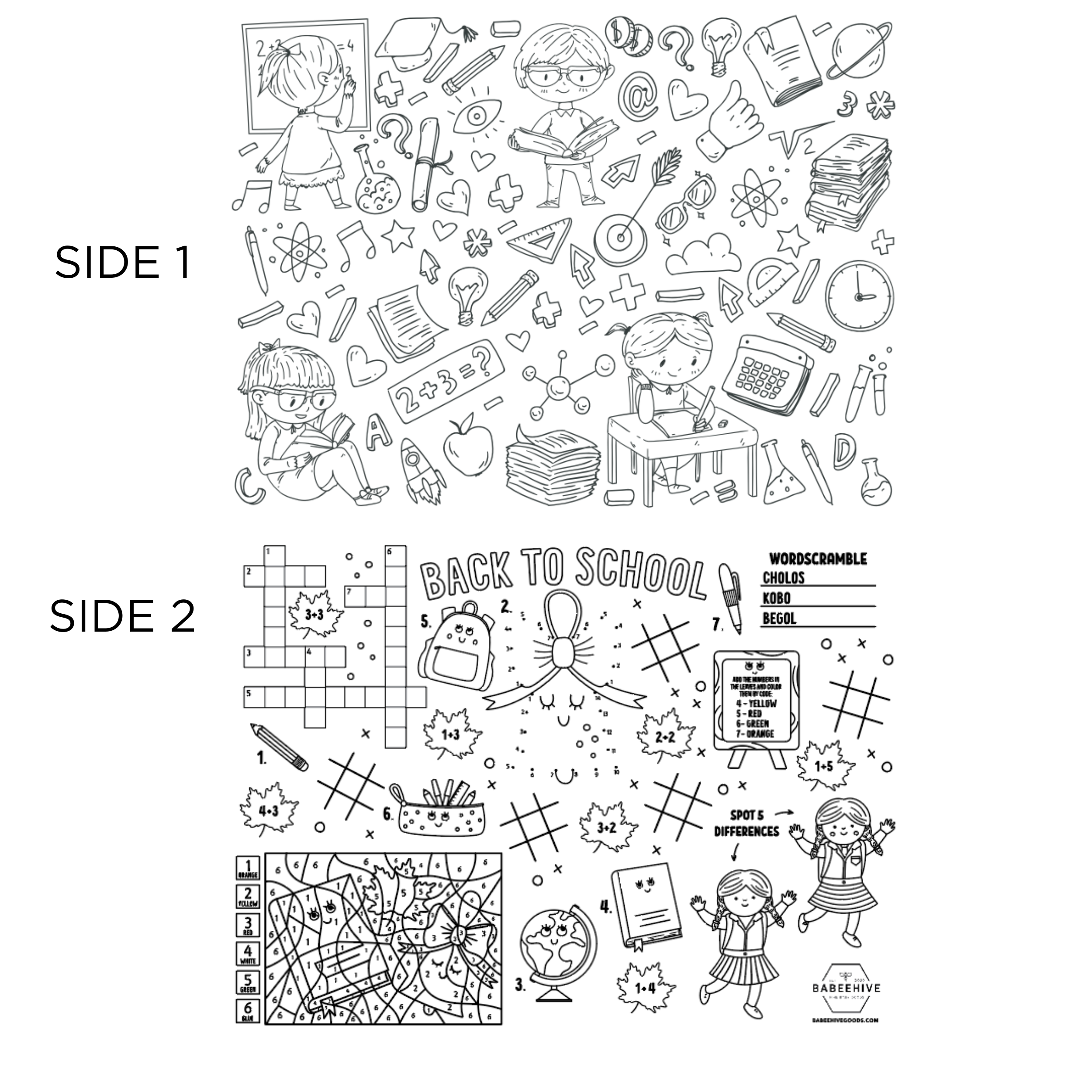 Silicone Reusable Coloring Placemat - 5 New Designs