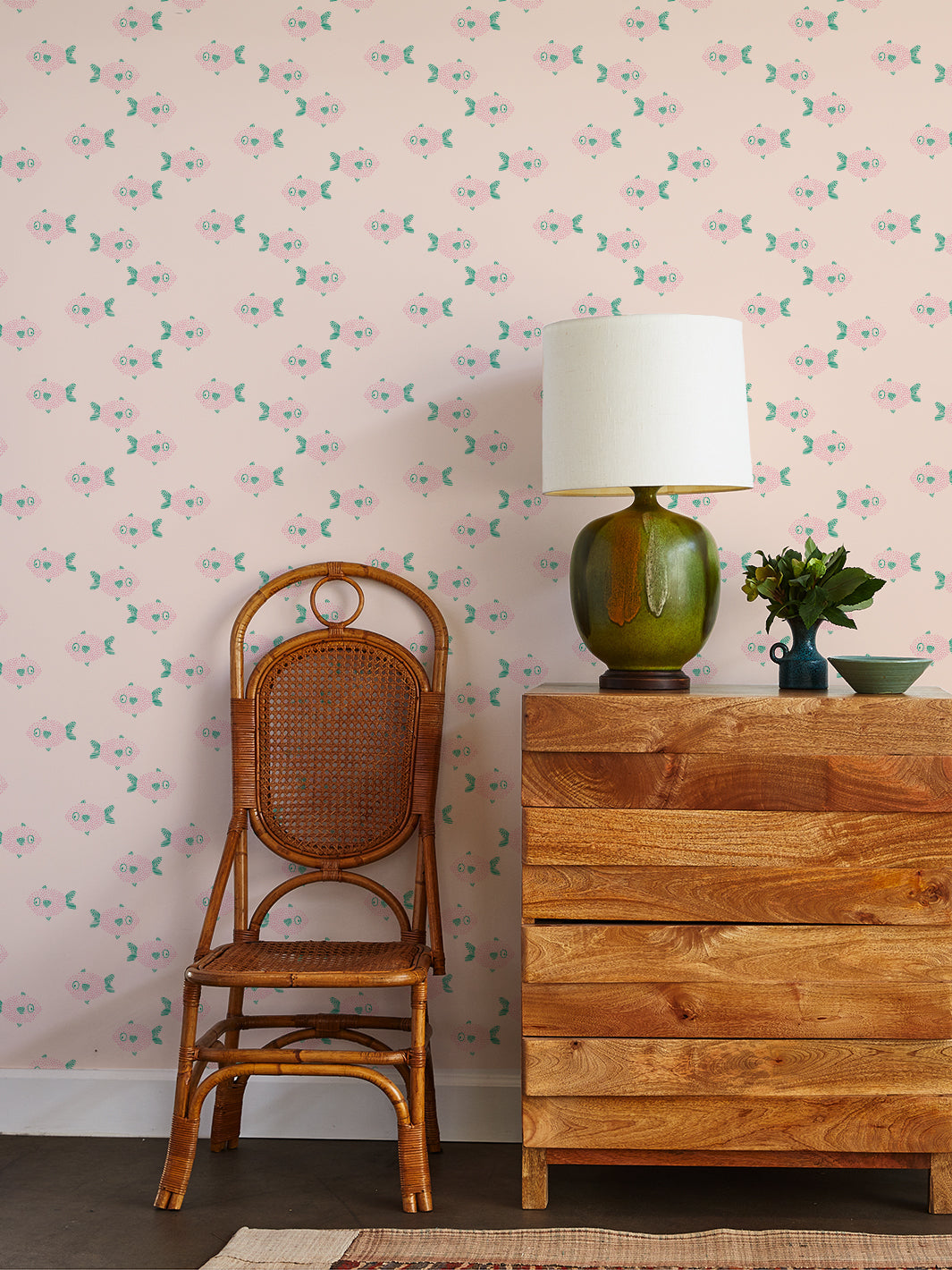 'school Of Fish' Wallpaper By Tea Collection - Peach
